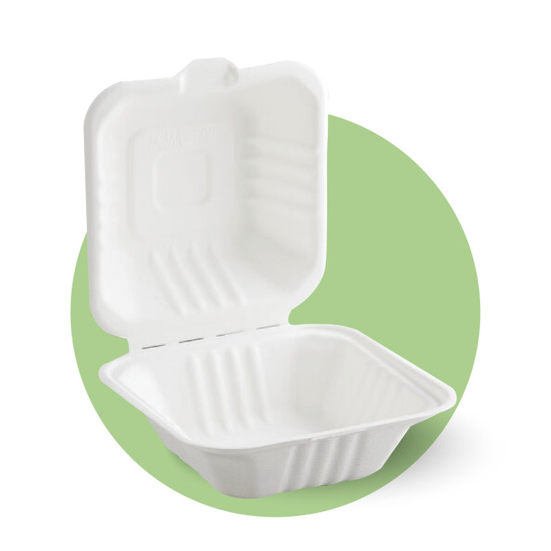 6'' x 6'' Bagasse Burger Box