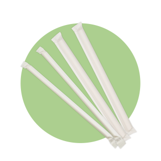 White Paper Straw with Paper Wrap